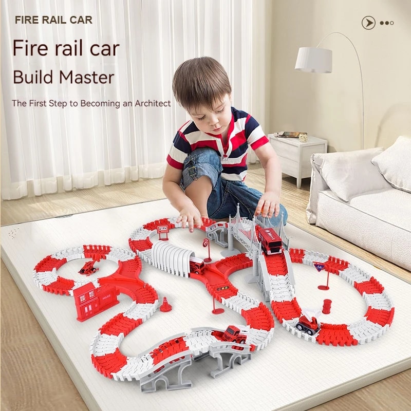 Kids Toys Supplier - Fire Engine Track Assembling Car Engineering
