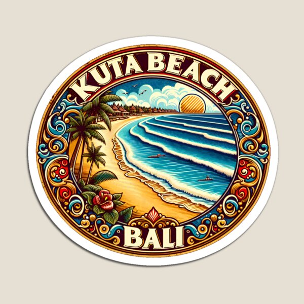 Kids Toys Bali - Kuta Beach Bali Retro Magnet Stickers